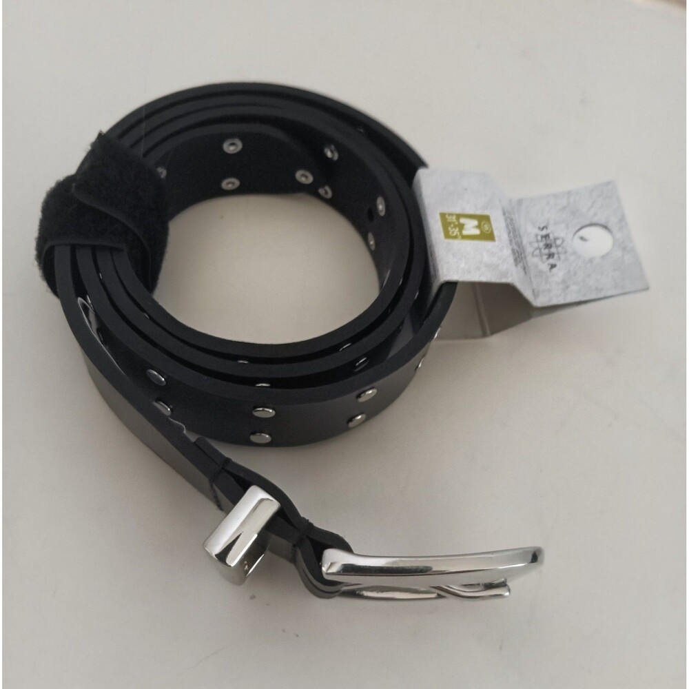 Studded Black Leather Belt NWT Y2K Look Sz M Women's Serra